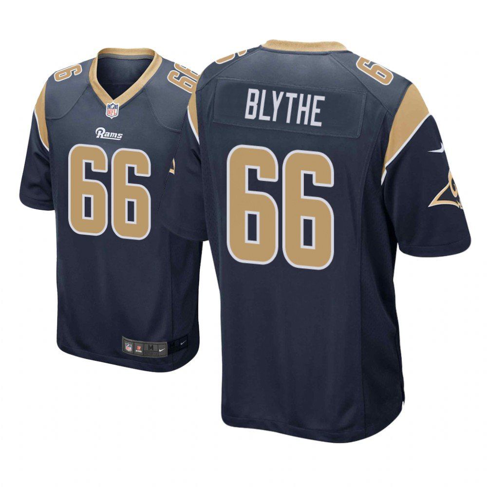 Men Los Angeles Rams #66 Austin Blythe Nike Navy Game NFL Jersey
